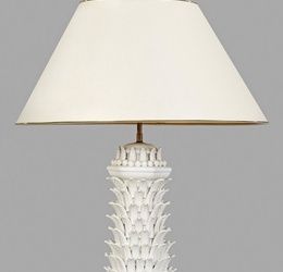 Большая декоративная итальянская белая керамическая настольная лампа