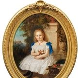 Oval composition: portrait of a girl