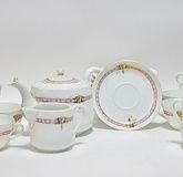 Russian M.S Kuznetsov Porcelain Gilt Pink Tea Set