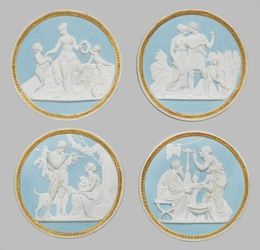 Four relief roundels with allegories