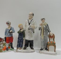 Porcelain Composition Heroes of Soviet Films Height 18 25 22 cm Three pieces Without Chips and Cracks