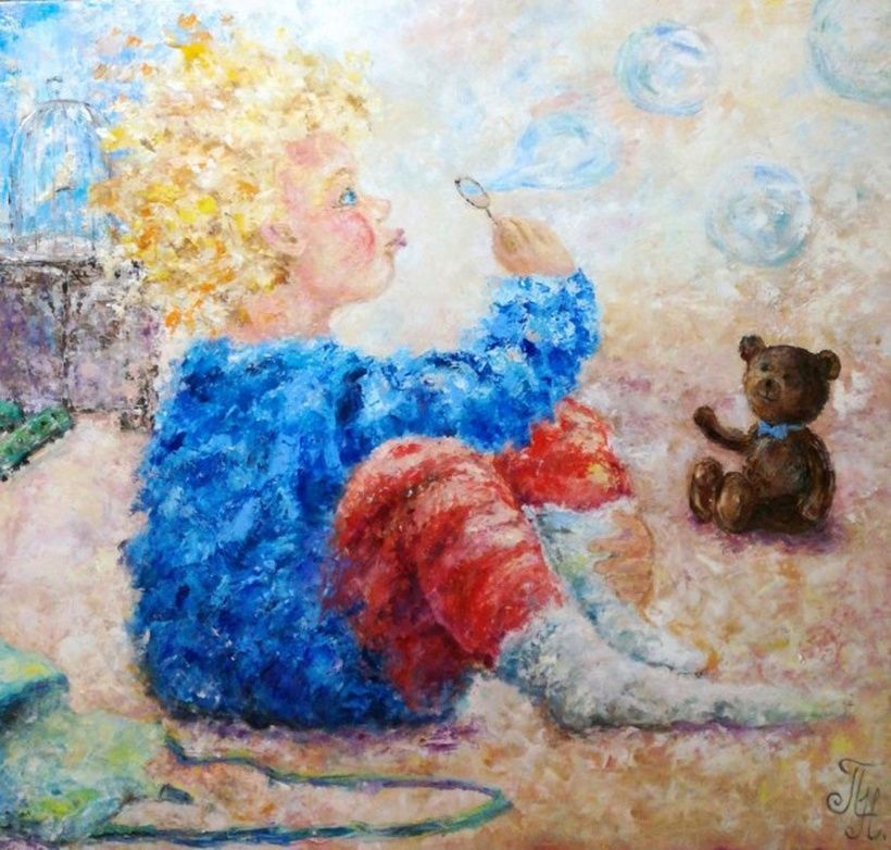 Children's mischief oil, canvas
