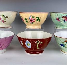 6 Antique Russian Kuznetsov Porcelain Bowls
