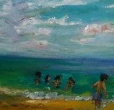 Bathing children. Bali oil, canvas.