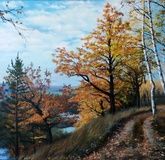 Autumn road, oil on canvas