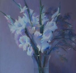 "Tenderness. Gladiolus" Pastel, paper.