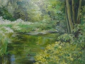 Forest river oil, canvas on stretcher