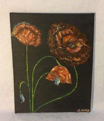 The painting "Scarlet Poppies". Canvas, oil, handmade. Oil, canvas.