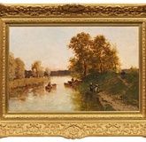 "Picturesque landscapes of fishermen on the Seine"
