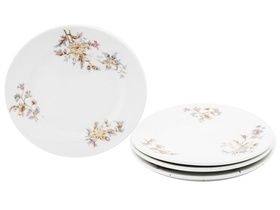 Антикварная коллекция старинных русских фарфоровых тарелок с цветочными узорами