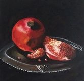"Pomegranate" canvas on stretcher frame, oil, brush, varnish