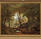 "Evening landscape with beech forest: an atmospheric masterpiece by a landscape artist"