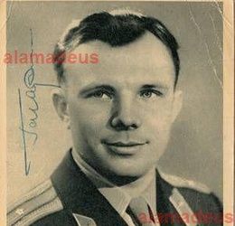 Postcard with autograph of Yuri Gagarin.