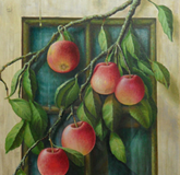 Apples by the window, oil.