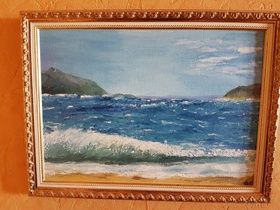 Sea. Canvas on cardboard, oil.