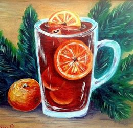 Warm mulled wine oil, canvas.
