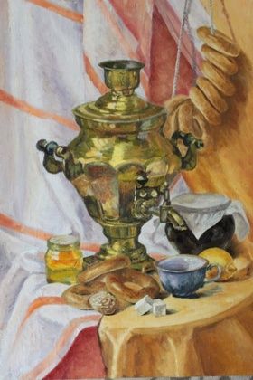 Tea still life, oil on canvas