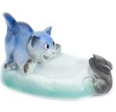 Kuznetsov porcelain ashtray "Cat with the mouse"