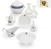 A selection of porcelain and glass tableware from the Imperial Yacht services