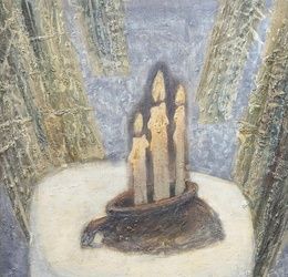 Candles on the snow, oil, canvas