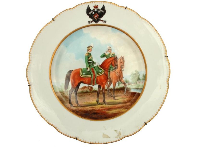 Русская фарфоровая тарелка с ручной росписью от Кузнецова