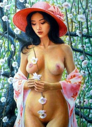 "Sakura oil, canvas"