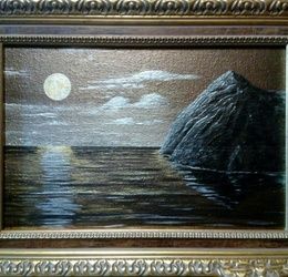 Moon over the Sea Canvas, acrylic
