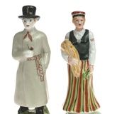 Pair of porcelain figurines "Girl and boy in folk costumes" Kuznetsov, Latvia