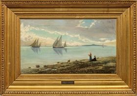 "Характерная черта датской школы живописи: береговой пейзаж с парусными кораблями"