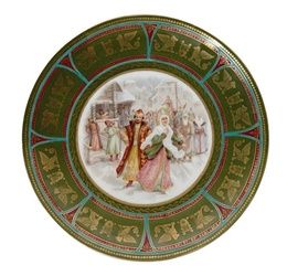 ANTIQUE RUSSIAN CABINET PORCELAIN PLATE BY KUZNETSOV