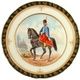 Ручная роспись на фарфоровой тарелке Кузнецова с изображением гусара на коне