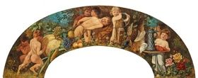 "Salzburg-Vienna: The Circle of Hans Makart - a magnificent allegorical super-door painting with fauns and paths."
