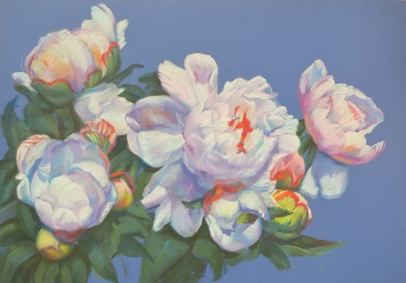 "Peonies. Day." Pastel, paper.