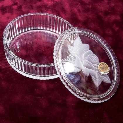 Jewelry Box or Trinket Box "Crystal Rose". Vannes Le Chatel, France - 1960s.