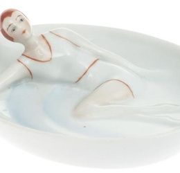 Art deco style porcelain utensil/figurine "Swimmer" by Kuznetsov, Latvia