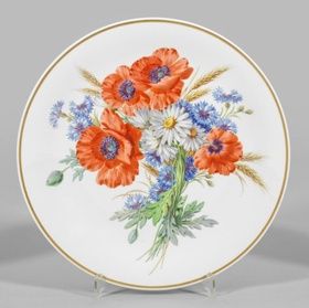 Large wall plate with a summery bouquet of flowers