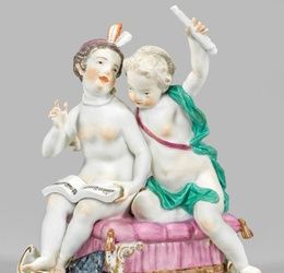 Rare Meissen figurine group as an allegory of music