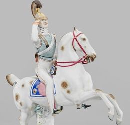 Rare Meissen Figure "Cuirassier on Horseback"