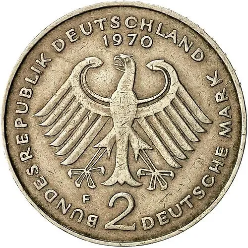 2 Marks 1970, F, Adenauer [Germany / FRG]