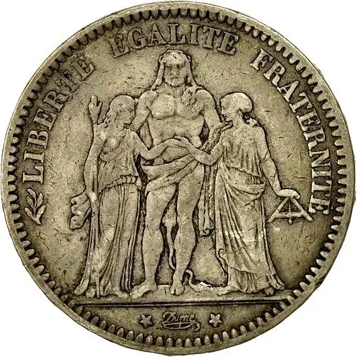 5 франков 1871, A, Геркулес [Франция]