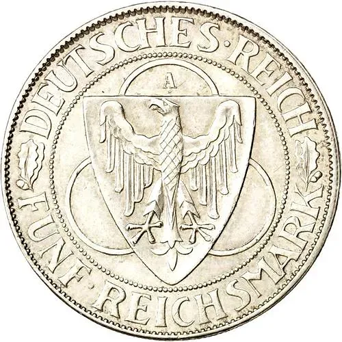 5 рейхсмарок 1930, A, Освобождение Рейнской области (Рейнланда) [Германия]