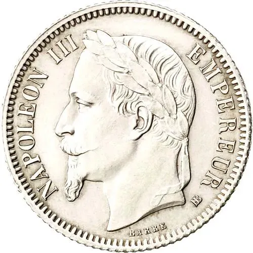 1 франк 1866, BB, знак монетного двора: "BB" - Страсбург [Франция]