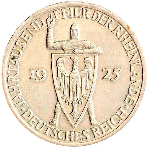 3 рейхсмарки 1925, A, Тысячелетие Рейнской области (Рейнланда) [Германия]