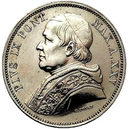 5 Lire 1870, Date on Obverse: XXV [Italy / Papal States]