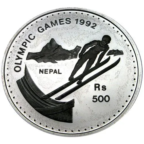 500 рупий 1992, XVI зимние Олимпийские Игры, Альбервиль 1992 [Непал] Proof
