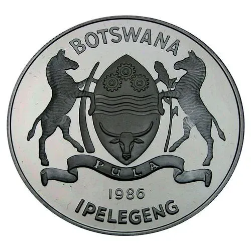 2 пулы 1986, Тихоокеанская белая цапля [Ботсвана] Proof