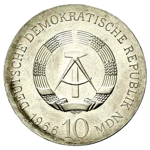 10 марок 1966, 125 лет со дня смерти Карла Фридриха Шинкеля [Германия / ГДР]