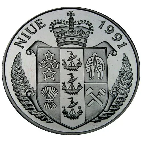 5 долларов 1991, футбол [Ниуэ] Proof