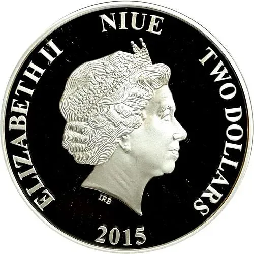 2 доллара 2015, бегемот [Ниуэ] Proof