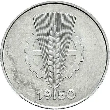 1 пфенниг 1950, A, ГДР, знак монетного двора: "A" - Берлин [Германия / ГДР]